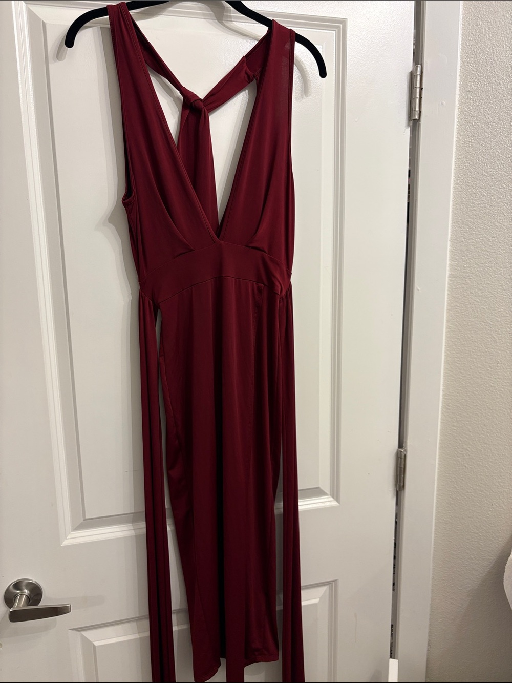 Love Culture Deep Burgundy Twist-Back Maxi Dress